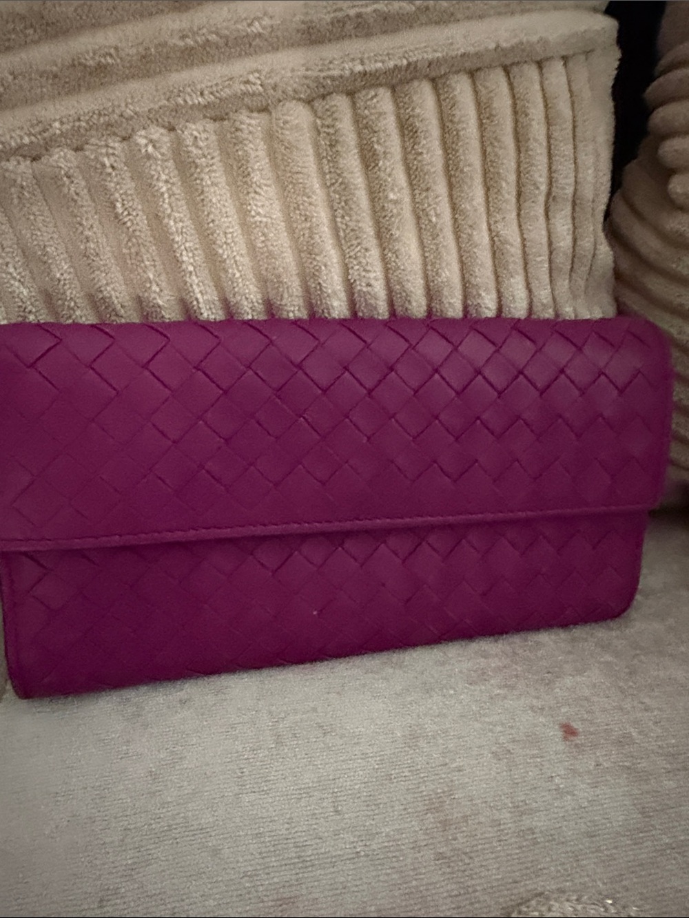 Bottega Veneta Woven Leather Clutch in Fuchsia